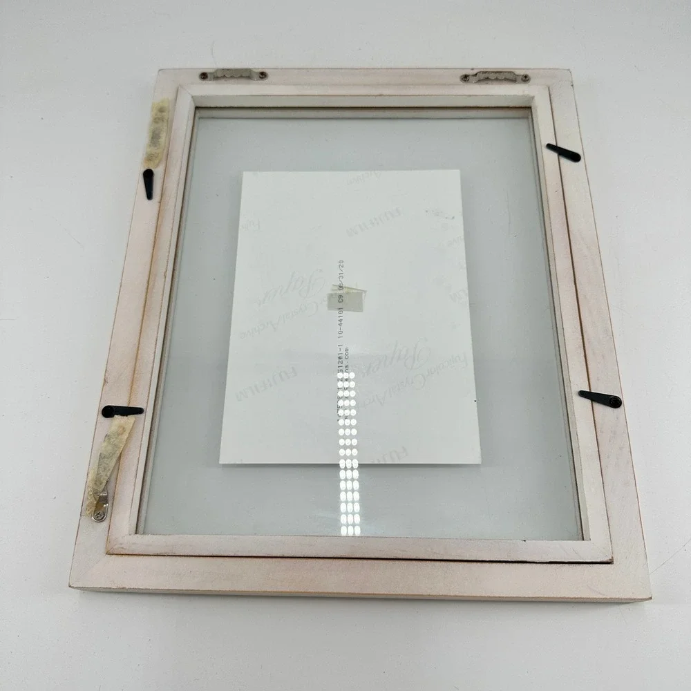 Distressed White Wood Picture Frame with Botanical Lavender Print Farmhouse Art